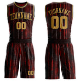 Custom Tie Dye Old Gold-Black Stripe Round Neck Sublimation Basketball Uniform Jersey
