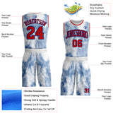 Custom Tie Dye Red Royal-White Watercolor Round Neck Sublimation Basketball Uniform Jersey