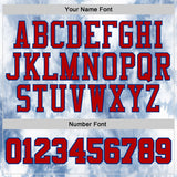 Custom Tie Dye Red Royal-White Watercolor Round Neck Sublimation Basketball Uniform Jersey