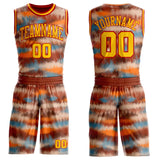 Custom Tie Dye Yellow-Red Watercolor Round Neck Sublimation Basketball Uniform Jersey