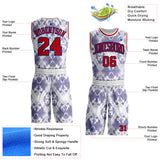 Custom Tie Dye Red Royal-White Watercolor Round Neck Sublimation Basketball Uniform Jersey