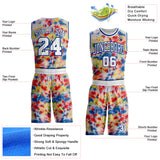Custom Tie Dye White-Royal Watercolor Round Neck Sublimation Basketball Uniform Jersey