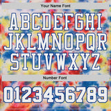 Custom Tie Dye White-Royal Watercolor Round Neck Sublimation Basketball Uniform Jersey