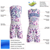 Custom Tie Dye White-Royal Watercolor Round Neck Sublimation Basketball Uniform Jersey