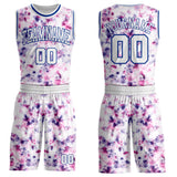 Custom Tie Dye White-Royal Watercolor Round Neck Sublimation Basketball Uniform Jersey