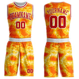 Custom Tie Dye Red-White Watercolor Round Neck Sublimation Basketball Uniform Jersey