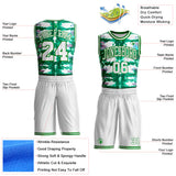 Custom Tie Dye White-Grass Green Watercolor Round Neck Sublimation Basketball Uniform Jersey