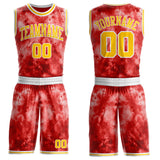 Custom Tie Dye Yellow-White Watercolor Round Neck Sublimation Basketball Uniform Jersey