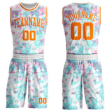 Custom Tie Dye Bay Orange-White Watercolor Round Neck Sublimation Basketball Uniform Jersey