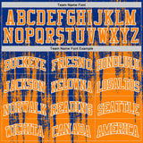 Custom Royal Bay Orange-White Grunge Scratch Round Neck Sublimation Basketball Uniform Jersey