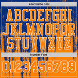 Custom Royal Bay Orange-White Grunge Scratch Round Neck Sublimation Basketball Uniform Jersey