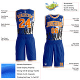 Custom Royal Bay Orange-White New York Statue Of Liberty Round Neck Sublimation Basketball Uniform Jersey