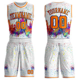 Custom White Bay Orange-Royal New York Silhouette Round Neck Sublimation Basketball Uniform Jersey