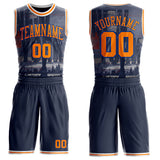 Custom Navy Bay Orange Royal-White New York Statue Of Liberty Round Neck Sublimation Basketball Uniform Jersey