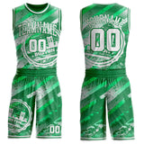 Custom Green-White Boston Victory City Round Neck Sublimation Basketball Uniform Jersey