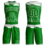 Custom Grass Green-White Boston Silhouette Round Neck Sublimation Basketball Uniform Jersey
