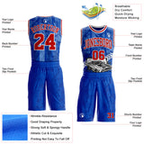 Custom Royal Red-White Detroit Street Racing Car Round Neck Sublimation Basketball Uniform Jersey