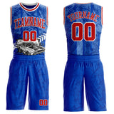 Custom Royal Red-White Detroit Street Racing Car Round Neck Sublimation Basketball Uniform Jersey