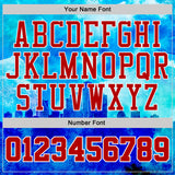 Custom Blue Red-White Detroit Silhouette Splash Watercolor Round Neck Sublimation Basketball Uniform Jersey