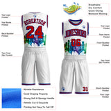 Custom White Red-Royal Detroit Silhouette Splatter Round Neck Sublimation Basketball Uniform Jersey