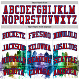 Custom White Red-Royal Detroit Silhouette Splatter Round Neck Sublimation Basketball Uniform Jersey