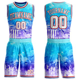 Custom Blue White Red-Royal Philadelphia Liberty Bell Round Neck Sublimation Basketball Uniform Jersey