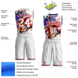 Custom White Red-Royal Philadelphia US Flag Liberty Bell Round Neck Sublimation Basketball Uniform Jersey