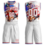 Custom White Red-Royal Philadelphia US Flag Liberty Bell Round Neck Sublimation Basketball Uniform Jersey