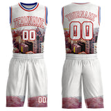 Custom White Red-Royal Philadelphia Silhouette Round Neck Sublimation Basketball Uniform Jersey