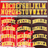 Custom Red Yellow Black-White Atlanta Silhouette Brush Stroke Round Neck Sublimation Basketball Uniform Jersey