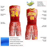 Custom Red Yellow-White Atlanta Silhouette Watercolor Round Neck Sublimation Basketball Uniform Jersey
