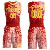 Custom Red Yellow-White Atlanta Silhouette Watercolor Round Neck Sublimation Basketball Uniform Jersey