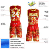 Custom Red White-Yellow Atlanta Silhouette Splatter Round Neck Sublimation Basketball Uniform Jersey