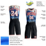 Custom Black White-Red Miami Beach Tropical Palm Tree Round Neck Sublimation Basketball Uniform Jersey