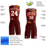 Custom Brown White-Red Miami Beach Tropical Palm Tree Round Neck Sublimation Basketball Uniform Jersey