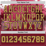 Custom Red Old Gold-Black Cleveland Silhouette Splatter Round Neck Sublimation Basketball Uniform Jersey