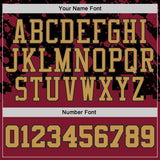 Custom Black Old Gold-Red Cleveland Silhouette Splatter Round Neck Sublimation Basketball Uniform Jersey