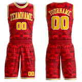 Custom Red Yellow-White Diamond Shapes Geometric Round Neck Sublimation Basketball Uniform Jersey