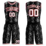 Custom Black White-Red Diamond Shapes Geometric Round Neck Sublimation Basketball Uniform Jersey