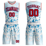 Custom White Red-Royal Triangle Shattered Geometric Round Neck Sublimation Basketball Uniform Jersey