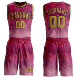 Custom Red Old Gold-Black Diamond Shapes Geometric Round Neck Sublimation Basketball Uniform Jersey