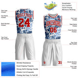Custom White Red-Blue Triangle Shattered Geometric Round Neck Sublimation Basketball Uniform Jersey