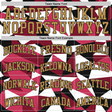 Custom Black Old Gold-Red Triangle Shapes Geometric Round Neck Sublimation Basketball Uniform Jersey