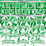 Custom White-Grass Green Triangle Shapes Geometric Round Neck Sublimation Basketball Uniform Jersey
