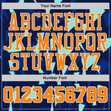 Custom Blue Bay Orange-White Triangle Shattered Geometric Round Neck Sublimation Basketball Uniform Jersey