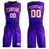 Custom Purple White Red-Black Diamond Shapes Gradient Round Neck Sublimation Basketball Uniform Jersey