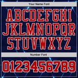 Custom Blue Red-White Sparkling Geometric Round Neck Sublimation Basketball Uniform Jersey