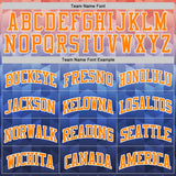 Custom Blue Bay Orange-White Geometric Gradient Round Neck Sublimation Basketball Uniform Jersey