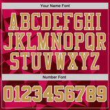 Custom Red Old Gold-White Diamond Shapes Geometric Round Neck Sublimation Basketball Uniform Jersey
