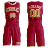 Custom Red Old Gold-White Diamond Shapes Geometric Round Neck Sublimation Basketball Uniform Jersey